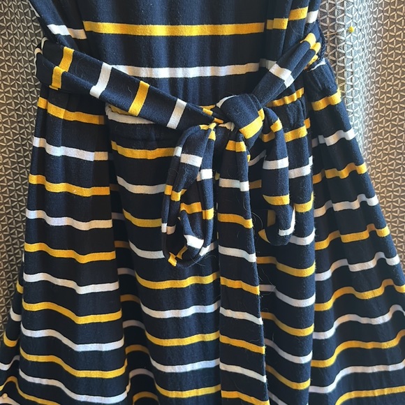 Navy with yellow & white striped knit dress - Picture 3 of 4